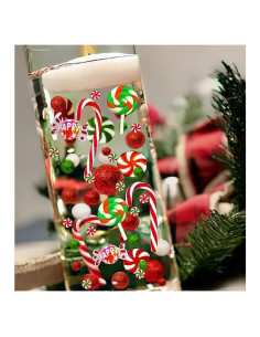 50 Bastones de Caramelo Flotantes Rojos y Verdes - Decoración Navideña