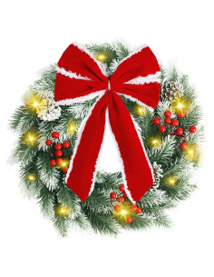 Corona Navideña Iluminada Pinkpum 41.91 cm Verde con LED