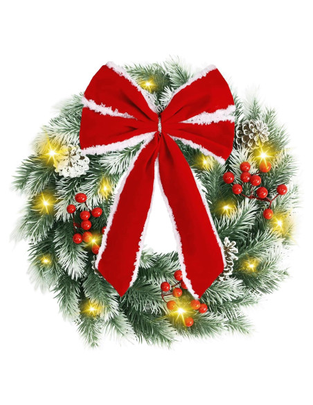 Corona Navideña Iluminada Pinkpum 41.91 cm Verde con LED