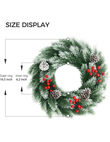 Corona Navideña Iluminada Pinkpum 41.91 cm Verde con LED