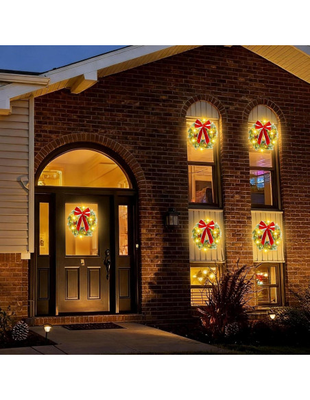 Corona Navideña Iluminada Pinkpum 41.91 cm Verde con LED