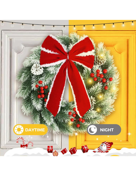 Corona Navideña Iluminada Pinkpum 41.91 cm Verde con LED