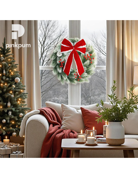 Corona Navideña Iluminada Pinkpum 41.91 cm Verde con LED