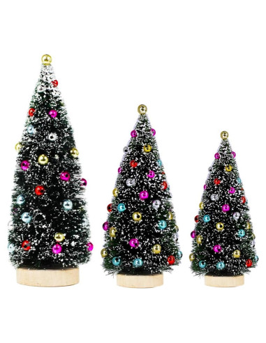 Winlyn 3 Mini Árboles de Navidad Artificiales con Nieve 9.9-20.3 cm