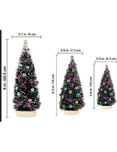 Winlyn 3 Mini Árboles de Navidad Artificiales con Nieve 9.9-20.3 cm 2