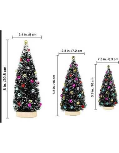 Winlyn 3 Mini Árboles de Navidad Artificiales con Nieve 9.9-20.3 cm
