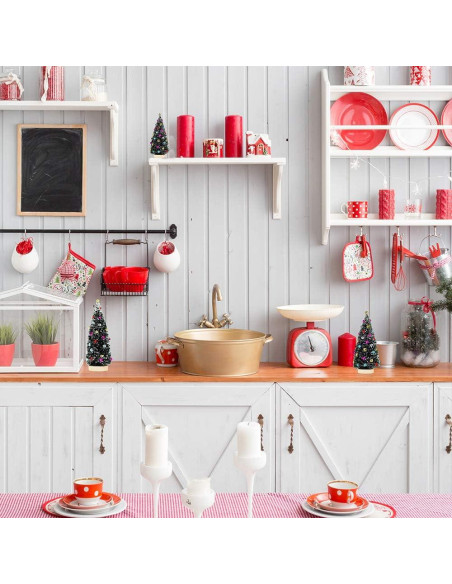 Winlyn 3 Mini Árboles de Navidad Artificiales con Nieve 9.9-20.3 cm