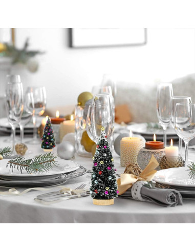 Winlyn 3 Mini Árboles de Navidad Artificiales con Nieve 9.9-20.3 cm