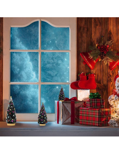 Winlyn 3 Mini Árboles de Navidad Artificiales con Nieve 9.9-20.3 cm