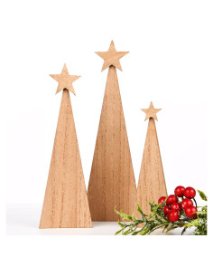 3 Piezas Decoración de Árbol de Navidad Madera Estilo Granja