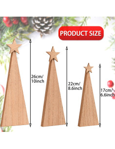 3 Piezas Decoración de Árbol de Navidad Madera Estilo Granja 2