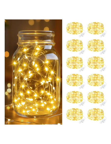 Cadena de Luces de Hadas Btfarm 12 Paquete 2m 20 LED Blanco Cálido