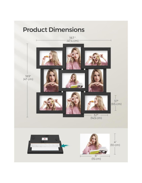 Set de 9 Marcos de Collage SONGMICS para Fotos 10x15 cm