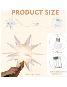 Linterna Estrella de Navidad Grinsvalley 60 cm LED Blanca 2