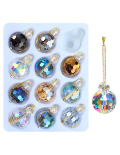 12 Bolas de Cristal de Vidrio Multicolor para Decoración Navideña