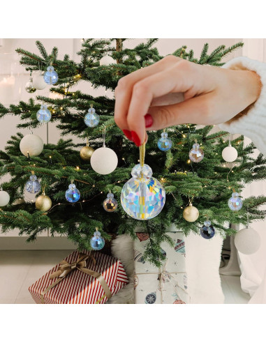 12 Bolas de Cristal de Vidrio Multicolor para Decoración Navideña