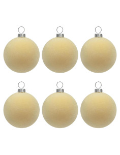 Bolas de Terciopelo Beige KI Store 6pcs 6 cm Adornos Navidad