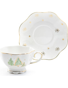 Juego de Taza y Plato de Porcelana Gracie China Navidad 2
