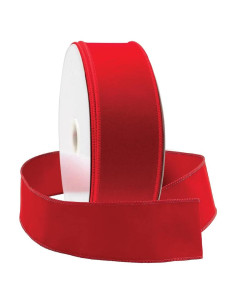 Cinta de Terciopelo Rojo OLYPHAN 2.5" x 27.43m con Alambre