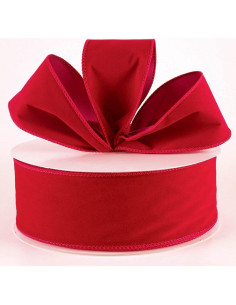 Cinta de Terciopelo Rojo OLYPHAN 2.5" x 27.43m con Alambre 2