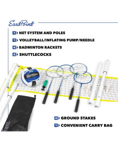 Conjunto de Voleibol y Bádminton EastPoint Sports 2-en-1 2