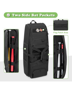 Bolsa de béisbol rodante DSLEAF con ruedas para 4 bates 2