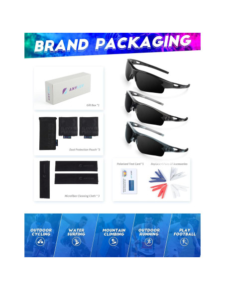 Gafas de sol deportivas ANYLUV A61-2-10-12 polarizadas UV Gafas de sol deportivas ANYLUV A61-2-10-12 polarizadas UV