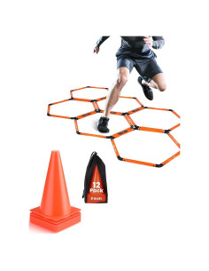 Conjunto de Anillos de Agilidad Hexagonales GHB + 12 Conos 22.86 cm