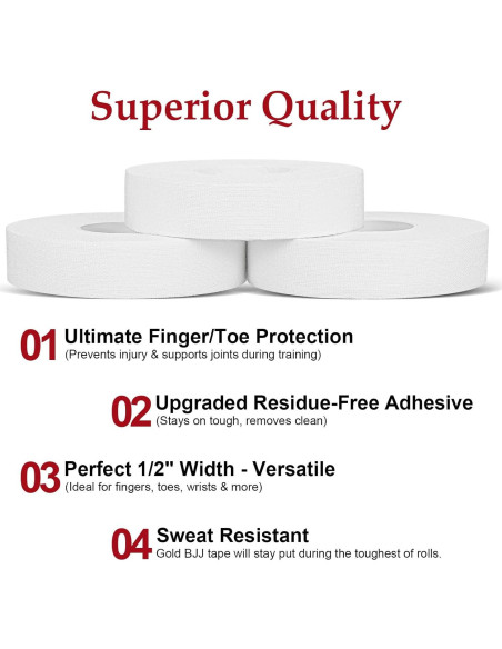 Cinta Atlética para Dedos TIESOME 4 Rollos 1.55 cm x 9.75 m