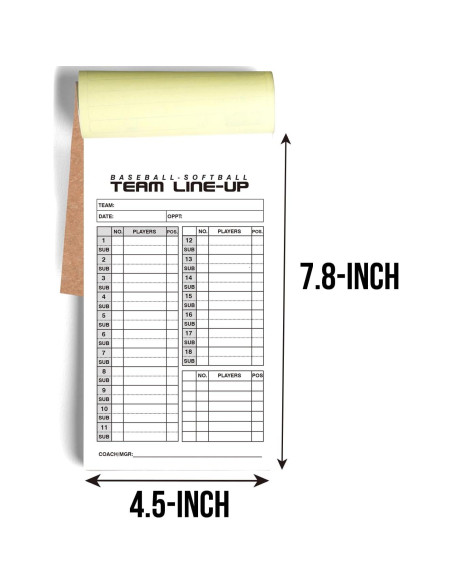 100 Tarjetas de Alineación Béisbol Softbol TENTADO 11.48x19.99cm