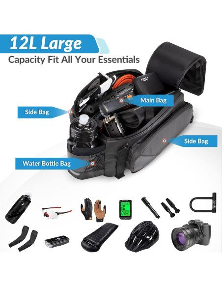 Bolsa de Soporte Trasero WOTOW 12L Impermeable para Bicicleta