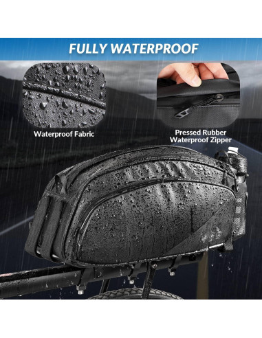 Bolsa de Soporte Trasero WOTOW 12L Impermeable para Bicicleta