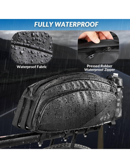 Bolsa de Soporte Trasero WOTOW 12L Impermeable para Bicicleta