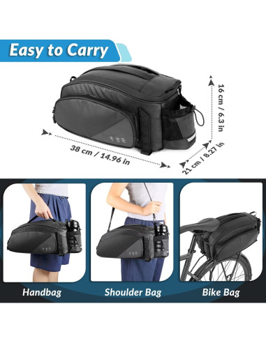 Bolsa de Soporte Trasero WOTOW 12L Impermeable para Bicicleta