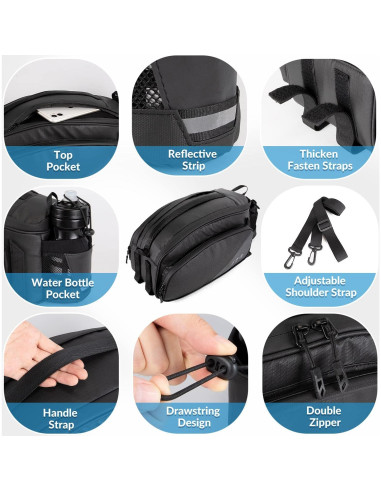 Bolsa de Soporte Trasero WOTOW 12L Impermeable para Bicicleta