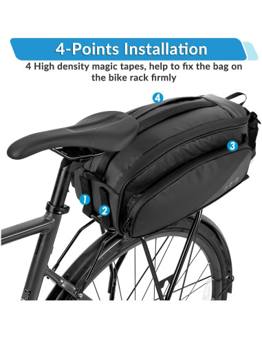 Bolsa de Soporte Trasero WOTOW 12L Impermeable para Bicicleta