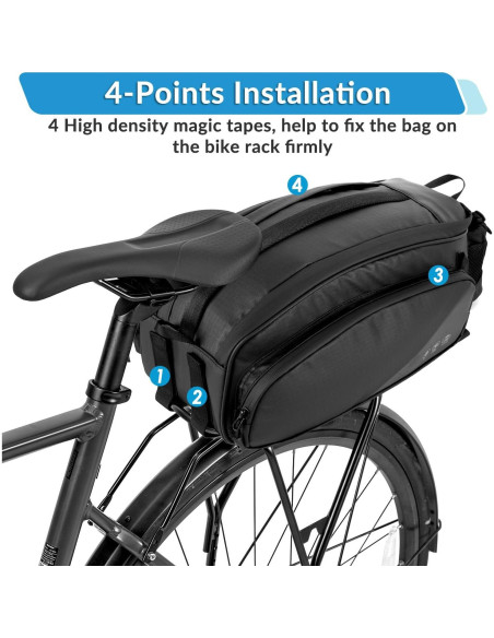 Bolsa de Soporte Trasero WOTOW 12L Impermeable para Bicicleta