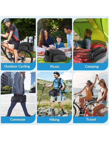 Bolsa de Soporte Trasero WOTOW 12L Impermeable para Bicicleta