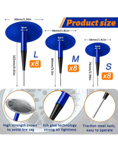 Kit de Parches de Neumáticos Z-oneMart 24 Piezas 4-6-9mm 2