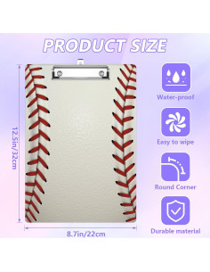 Clipboard A4 EMXION Textura de Béisbol con Clip Metálico 2