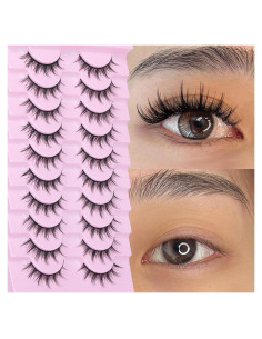Pestañas Postizas FANXITON Manga 14mm Efecto Natural 10 Pares