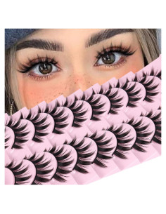 Pestañas Postizas FANXITON 16mm Estilo Japonés 10 Pares