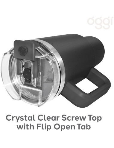 Taza Aislada Oggi 40 oz Acero Inoxidable Negro con Asa y Popote