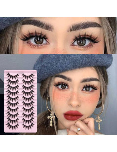 Pestañas Postizas FANXITON 16mm Estilo Japonés 10 Pares 2