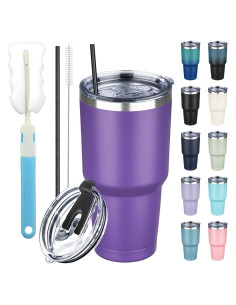 Taza de 30 oz GUDEMAO de acero inoxidable aislada púrpura