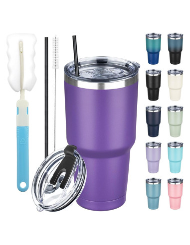 Taza de 30 oz GUDEMAO de acero inoxidable aislada púrpura