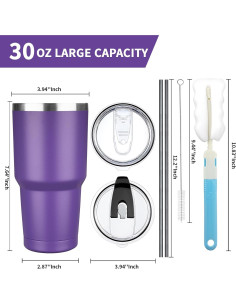 Taza de 30 oz GUDEMAO de acero inoxidable aislada púrpura 2