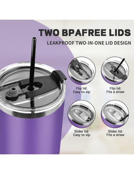 Taza de 30 oz GUDEMAO de acero inoxidable aislada púrpura