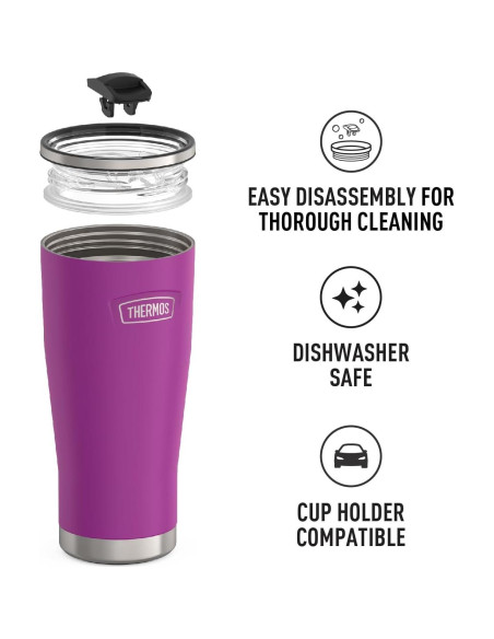 Vaso de Acero Inoxidable THERMOS 24oz Ciruela con Cierre Deslizante