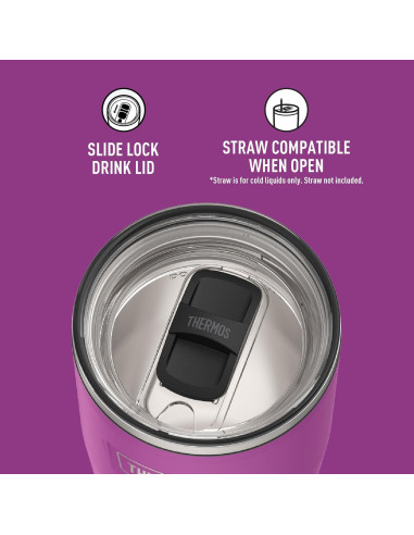 Vaso de Acero Inoxidable THERMOS 24oz Ciruela con Cierre Deslizante